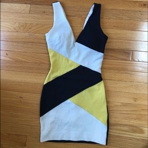 Midi dress , yellow, white, blue , good condition